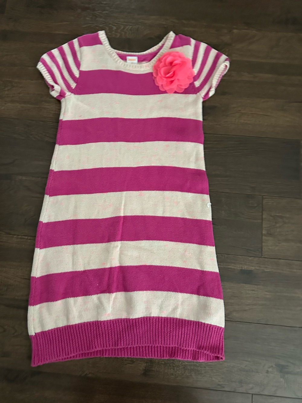 Gymboree Pink and Cream Striped Knit Dress with Flower